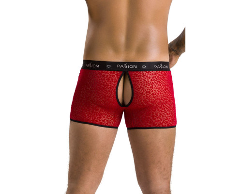 Чоловічі прозорі боксери Passion 046 SHORT PARKER XXL/XXXL Red, сітка, під леопард