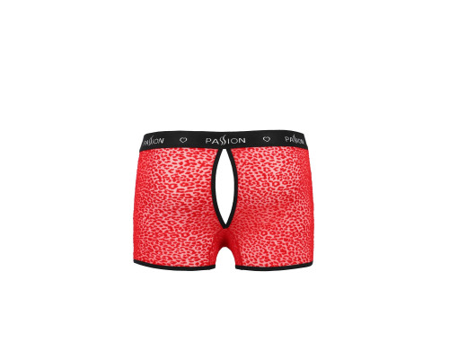 Чоловічі прозорі боксери Passion 046 SHORT PARKER XXL/XXXL Red, сітка, під леопард
