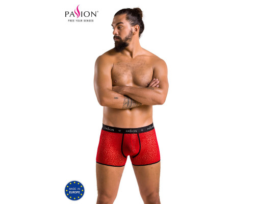 Чоловічі прозорі боксери Passion 046 SHORT PARKER XXL/XXXL Red, сітка, під леопард