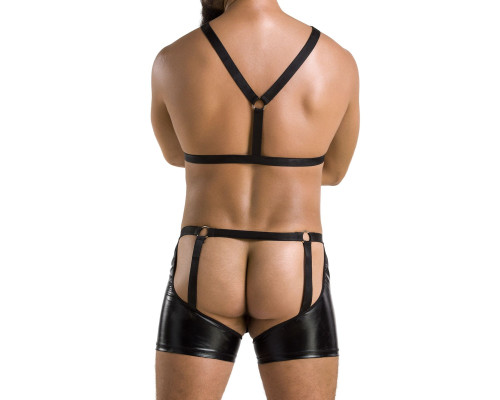 Комплект еротичної чоловічої білизни Passion 047 SET JOHN L/XL Black, труси, портупея