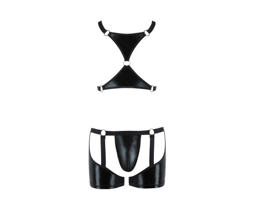 Комплект еротичної чоловічої білизни Passion 047 SET JOHN XXL/XXXL Black, труси, портупея