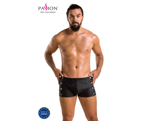 Чоловічі шкіряні боксери із заклепками Passion 048 SHORT DAVID XXL/XXXL Black