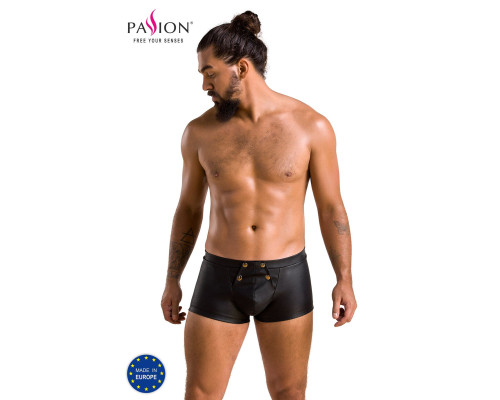 Чоловічі шкіряні боксери з клапаном Passion 050 SHORT PATRICK XXL/XXXL Black