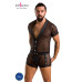 Комплект сітчастої чоловічої білизни Passion 052 SET MICHAEL L/XL black, сорочка, боксери, заклепки