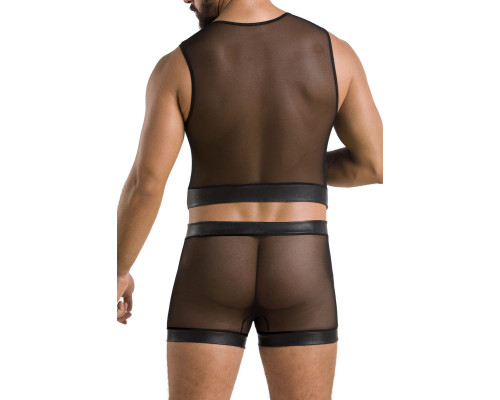 Комплект чоловічої білизни на шнурівці Passion 053 SET WILLIAM S/M Black, жилет, боксери