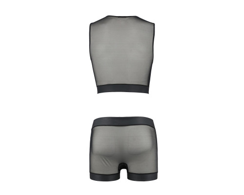 Комплект чоловічої білизни на шнурівці Passion 053 SET WILLIAM XXL/XXXL Black, жилет, боксери