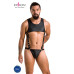 Чоловіче шкіряне боді Passion 056 ADAM S/M Black, заклепки
