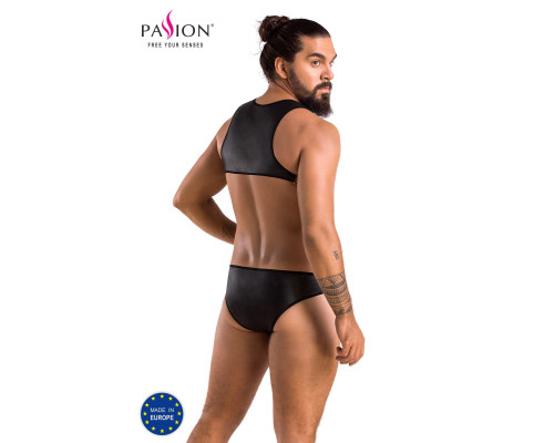 Чоловіче шкіряне боді Passion 056 ADAM S/M Black, заклепки