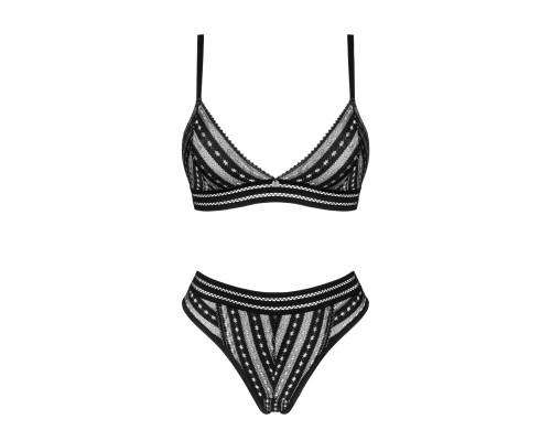 Комплект білизни Obsessive Natilya 2-pcs set XS/S, black, бюстгальтер, трусики