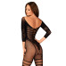 Сітчастий бодістокінг з імітацією підв’язок Obsessive Bodystocking G329 XL/XXL, black, з доступом