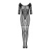 Сітчастий бодістокінг з імітацією підв’язок Obsessive Bodystocking G329 XL/XXL, black, з доступом