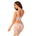 Сітчастий бодістокінг з імітацією топа та шортів Obsessive Bodystocking G330 XL/XXL, white, з доступом