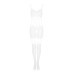 Сітчастий бодістокінг з імітацією топа та шортів Obsessive Bodystocking G330 XL/XXL, white, з доступом