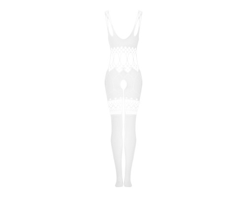 Сітчастий бодістокінг з імітацією топа та шортів Obsessive Bodystocking G330 XL/XXL, white, з доступом