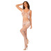 Сітчастий бодістокінг з імітацією топа та шортів Obsessive Bodystocking G330 XL/XXL, white, з доступом