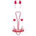 Еротичний костюм чортика зі стреп Obsessive Evilia teddy red L/XL