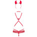 Еротичний костюм чортика зі стреп Obsessive Evilia teddy red L/XL