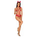 Еротичний костюм чортика зі стреп Obsessive Evilia teddy red L/XL