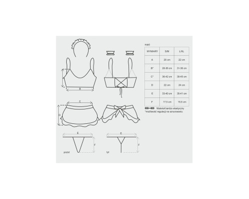 Атласний еротичний костюм покоївки Obsessive Maid set S/M, black, 5 предметів