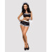 Атласний еротичний костюм покоївки Obsessive Maid set S/M, black, 5 предметів