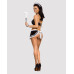 Атласний еротичний костюм покоївки Obsessive Maid set S/M, black, 5 предметів