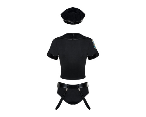 Еротичний костюм поліцейського Obsessive Police set S/M, black, топ, шорти, кепка, пояс, портупея