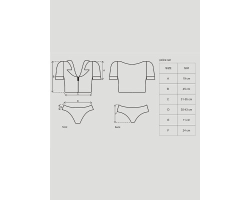 Еротичний костюм поліцейського Obsessive Police set S/M, black, топ, шорти, кепка, пояс, портупея
