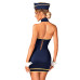Еротичний костюм стюардеси Obsessive Stewardess uniform M/L, blue, сукня, пілотка, шарф, манжети