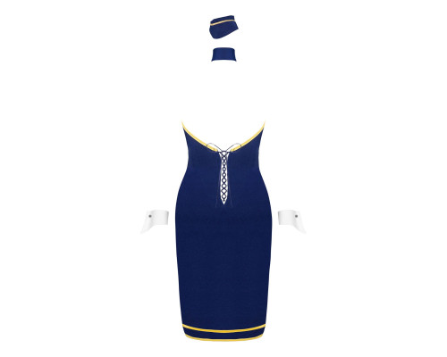 Еротичний костюм стюардеси Obsessive Stewardess uniform M/L, blue, сукня, пілотка, шарф, манжети