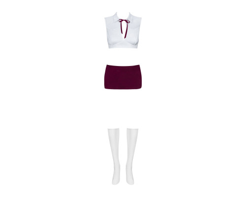 Еротичний костюм студентки Obsessive Student 4 pcs costume S/M, топ, спідниця, стринги, гольфи