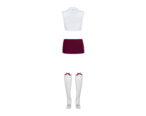 Еротичний костюм студентки Obsessive Student 4 pcs costume L/XL, топ, спідниця, стринги, гольфи