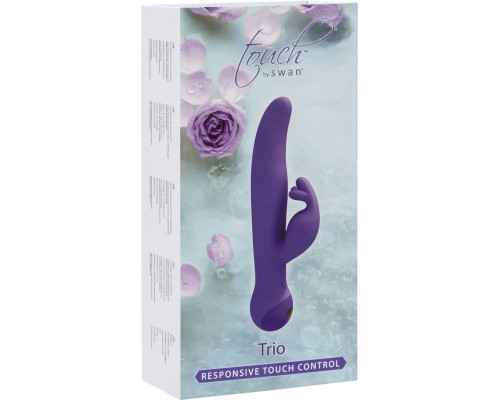 Вібратор-кролик Touch by SWAN - Trio Purple, сенсорне керування, ротація, діаметр 3,8 см