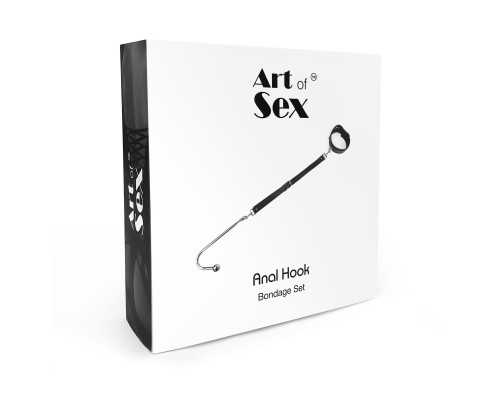 Анальний гак 3 із нашийником з натуральної шкіри Art of Sex - Anal hook, Чорний