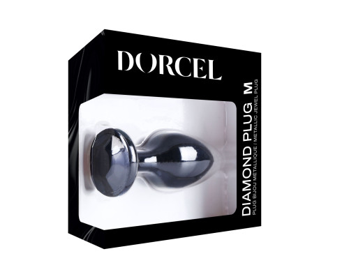 Металева анальна пробка з кристалом Dorcel Diamond Plug Black M