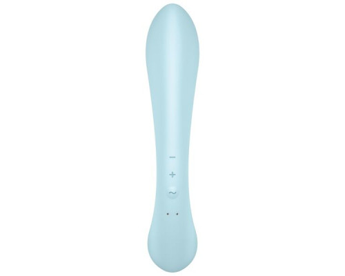 Двосторонній вібратор-кролик Satisfyer Triple Oh Light Blue, 3 мотори, руків’я-масажер