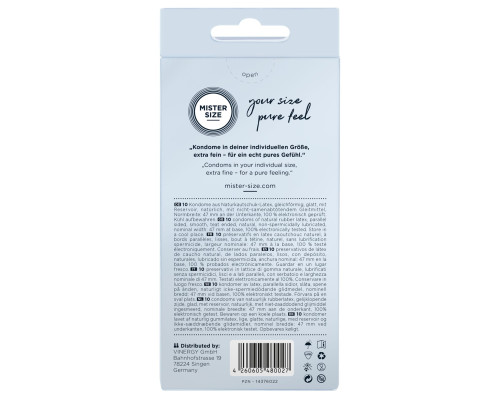 Презервативи Mister Size - pure feel - 47 (10 condoms), товщина 0,05 мм