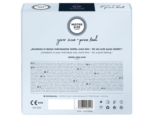 Презервативи Mister Size - pure feel - 69 (36 condoms), товщина 0,05 мм