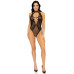 Leg Avenue Net and lace halter bodysuit OS Black