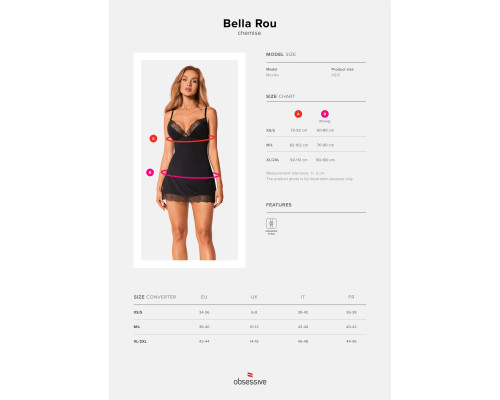 Сорочка та трусики Obsessive Bella Rou chemise & thong XL/2X