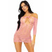 Сукня-сітка з сердечками Leg Avenue Heart net mini dress Pink, зав’язки, відкриті плечі, one size
