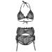 Мереживний комплект зі стразами Leg Avenue Bright Lights Rhinestone L (трусики, бра, пояс для панчіх
