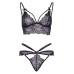 Еротичний комплект зі стрепами та стразами Leg Avenue Ready Or Not M Black, бра + стрінги