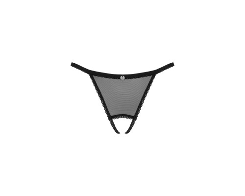 Прозорі стрінги з доступом Obsessive Celia Noir crotchless thong XS/S