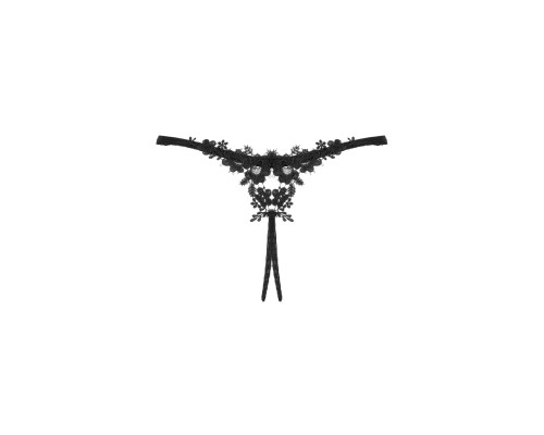 Прозорі стрінги з доступом Obsessive Celia Noir crotchless thong XL/2XL