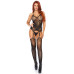 Еротичний бодістокінг Leg Avenue Jacquard net Black, імітація панчіх, відкритий доступ, one size