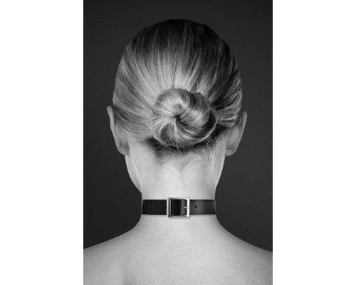 Чокер з кільцем для повідця Bijoux Pour Toi - FETISH Black, екошкіра