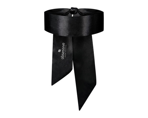 Атласна пов’язка маска Obsessive Blindfold black One size, чорна (м'ята упаковка!!!)