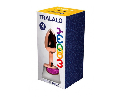 Анальна пробка Wooomy Tralalo Rose Gold Metal Plug MAGENTA M (зіпсована упаковка)