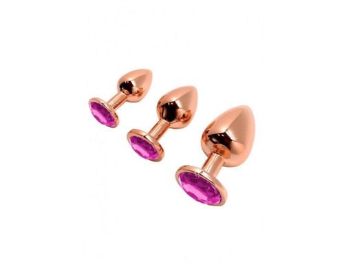 Анальна пробка Wooomy Tralalo Rose Gold Metal Plug MAGENTA M (зіпсована упаковка)