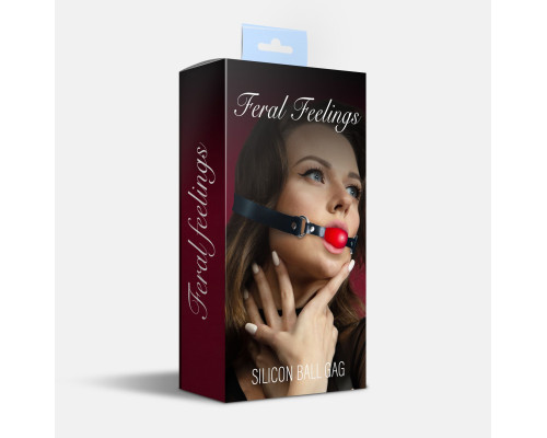 Кляп силіконовий Feral Feelings Silicon Ball Gag Black/Red, чорний ремінець, червона кулька